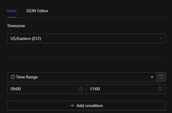 Formulario de configuración del nodo DateTime