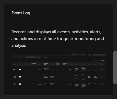 Tarjeta Event Log en la biblioteca de widgets