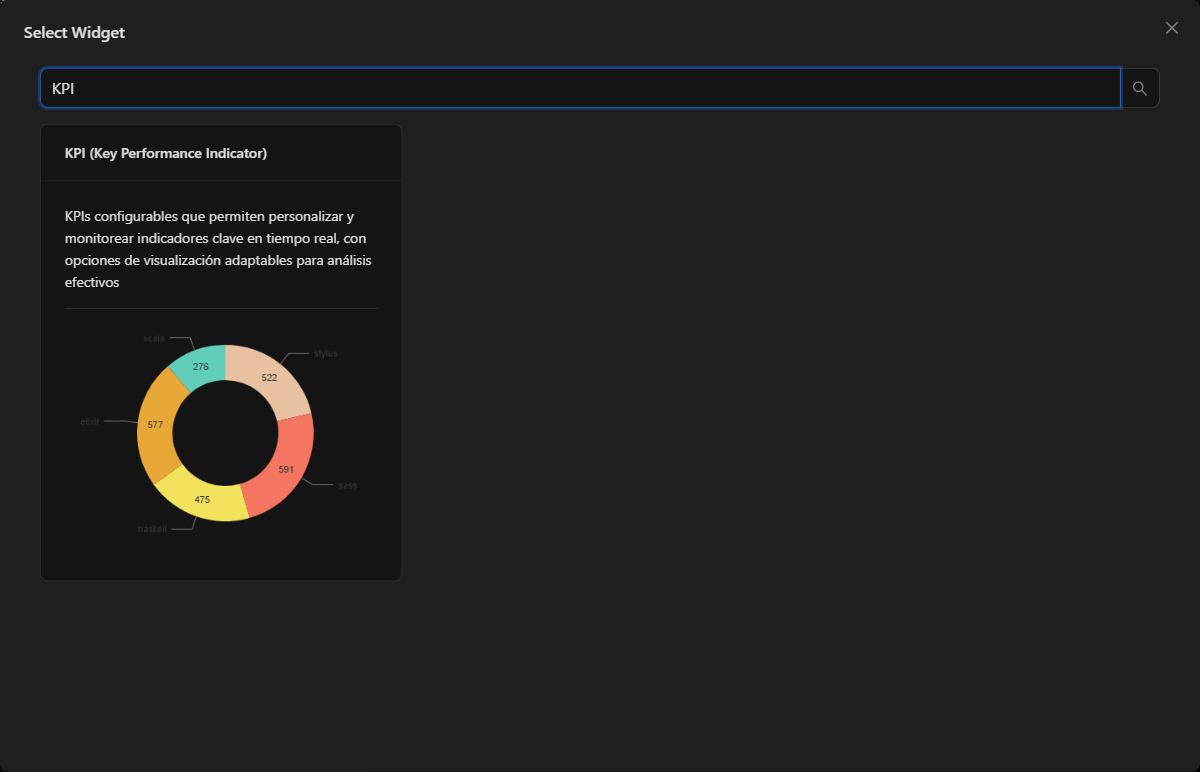 Tarjeta KPI en el catálogo de widgets