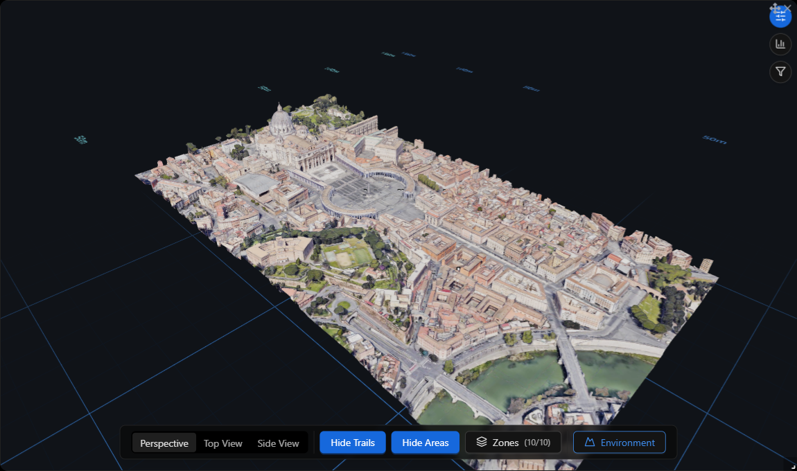 Escena en vista Perspective, con un modelo de entorno cargado