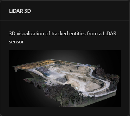 Tarjeta LiDAR 3D en el catálogo de widgets