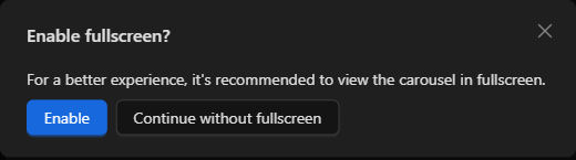 Prompt to enable full screen