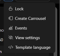 Dashboard menu with the Create Carrousel option
