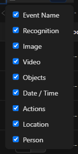 Column selection menu