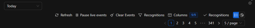 Event log toolbar