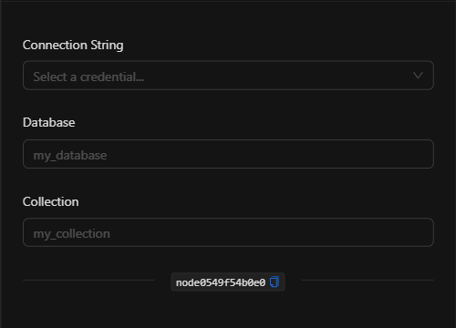 Configuración vacía del nodo Memoria de Agente MongoDB
