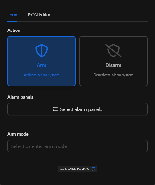 Configuración vacía del nodo Alarma