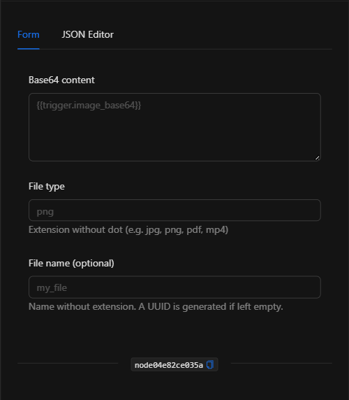 Configuración vacía del nodo Base64 a archivo