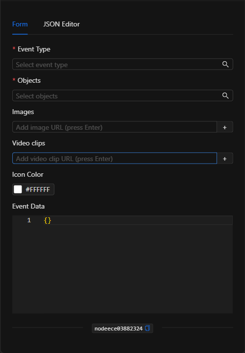 Configuración vacía del nodo Despachar evento