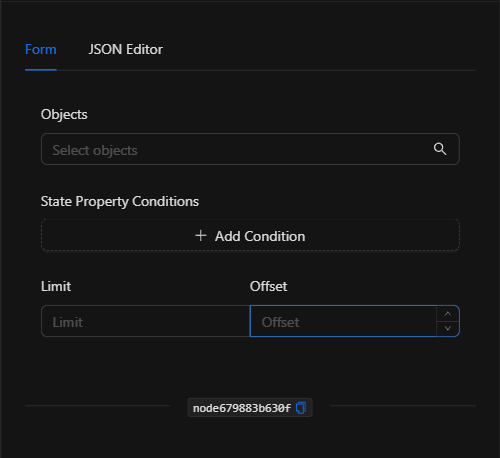 Configuración vacía del nodo Obtener objeto