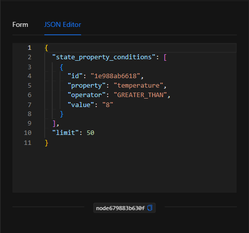 Vista JSON Editor del nodo Obtener objeto