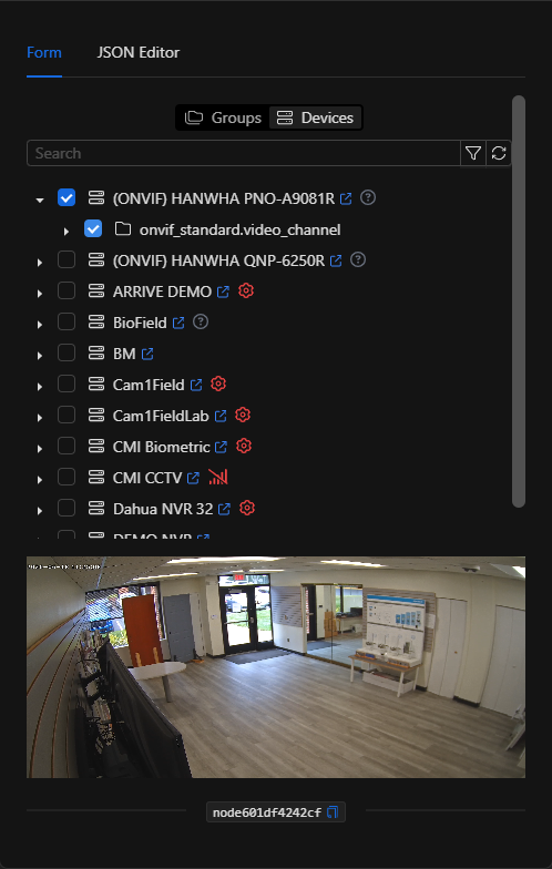 Formulario configurado del nodo Obtener captura con vista previa en vivo