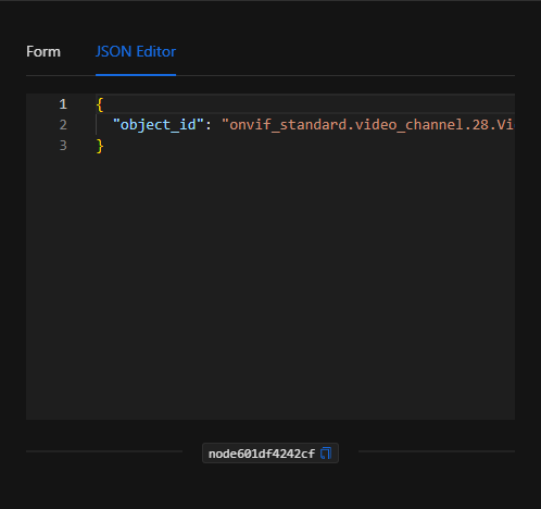 Vista JSON Editor del nodo Obtener captura