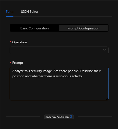 Configuración del prompt del nodo GPT