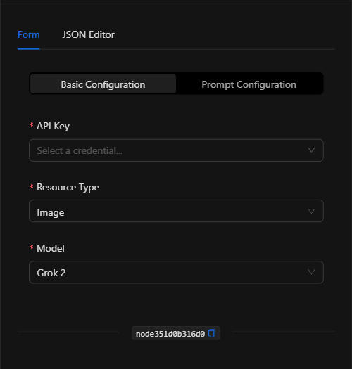 Configuración básica del nodo Grok con recurso Imagen