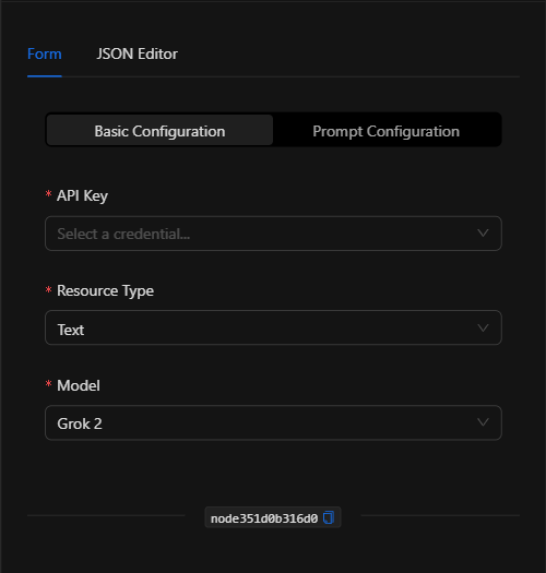 Configuración básica vacía del nodo Grok
