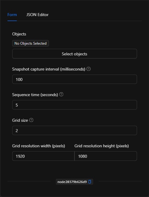Configuración vacía del nodo Secuencia de imágenes