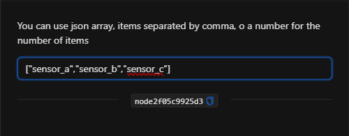 Configuración del nodo Iterar elementos con un arreglo JSON