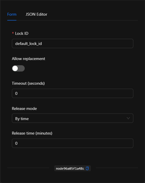 Configuración vacía del nodo Bloqueo de Flujo