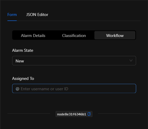 Sección Workflow del nodo Despachar alarma en Milestone