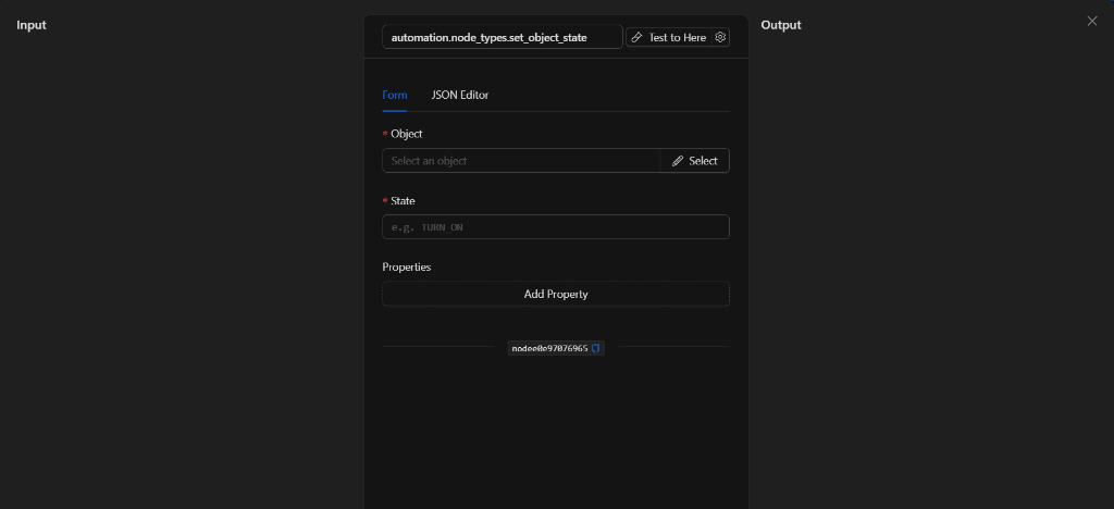 Configuración vacía del nodo Modificar el estado de un objeto