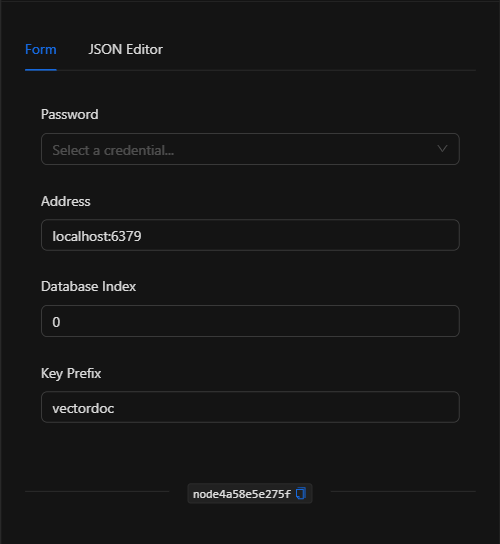 Configuración del nodo Redis Vector DB