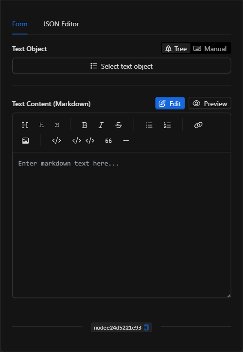 Configuración vacía del nodo Establecer texto
