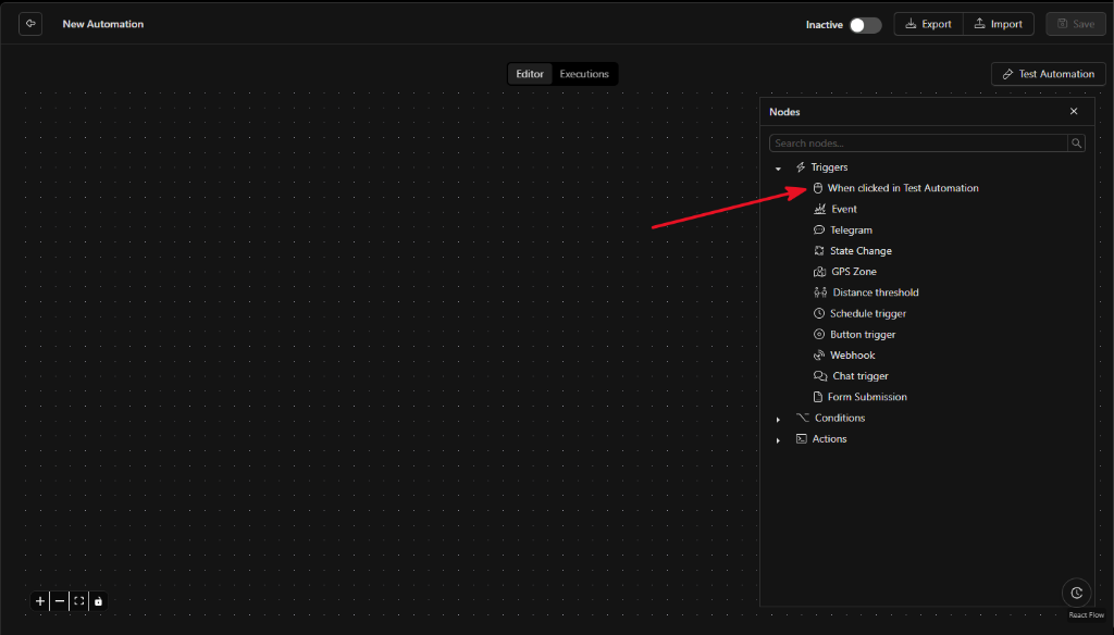 Seleccionar Trigger When Clicked