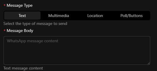 Formulario mensaje tipo Texto